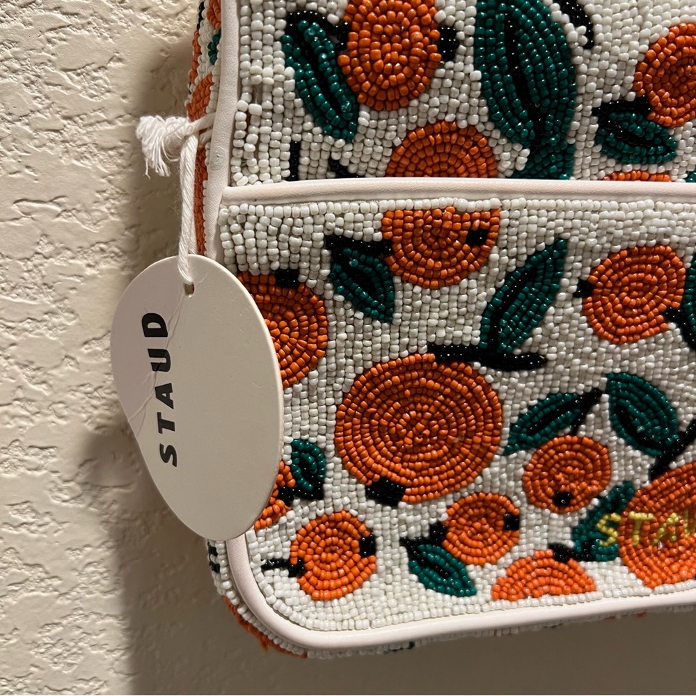 NWT STAUD Tommy Beaded Shoulder Bag Oranges Limited Edition - Picture 12 of 14